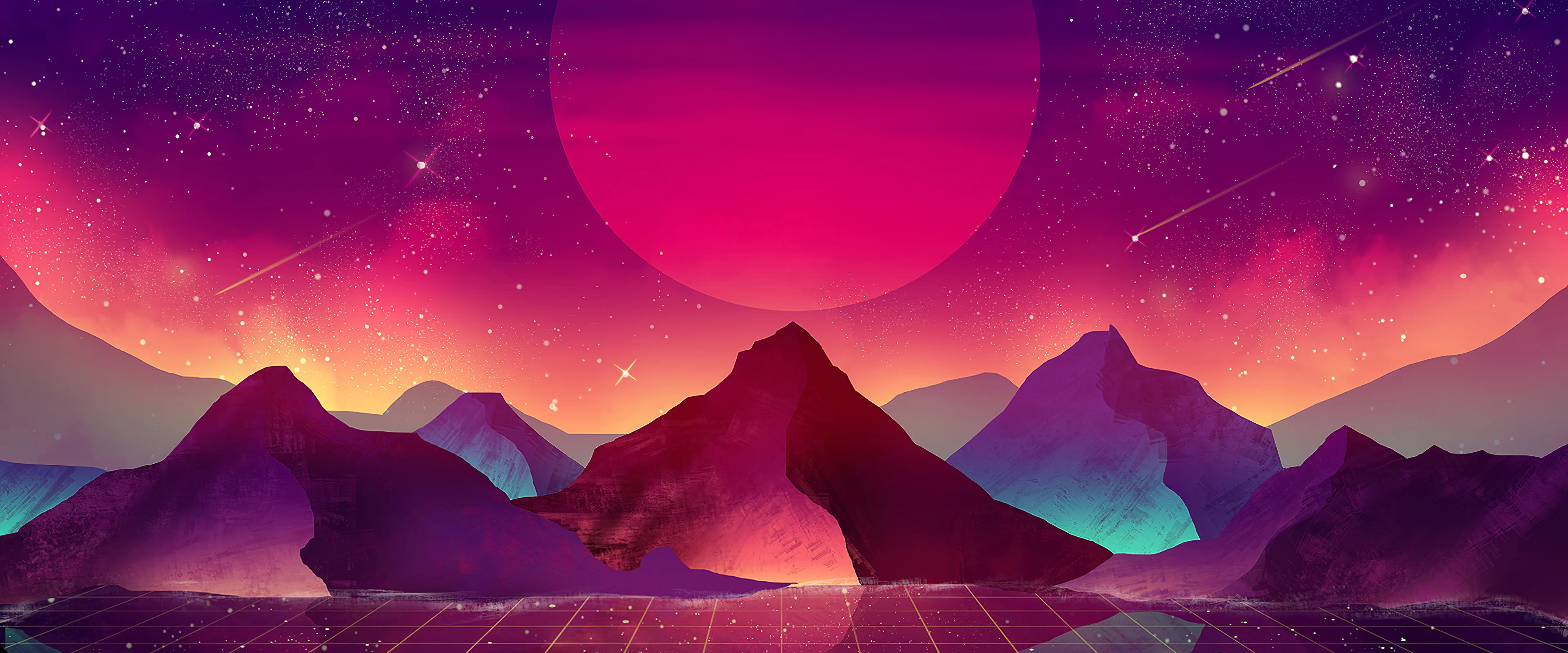 Abstract Neon Mountainscape Wallpaper – free HD wallpaper