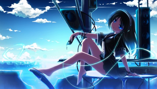 anime-girl-sky-music-blue-wallpaper-1920×1200