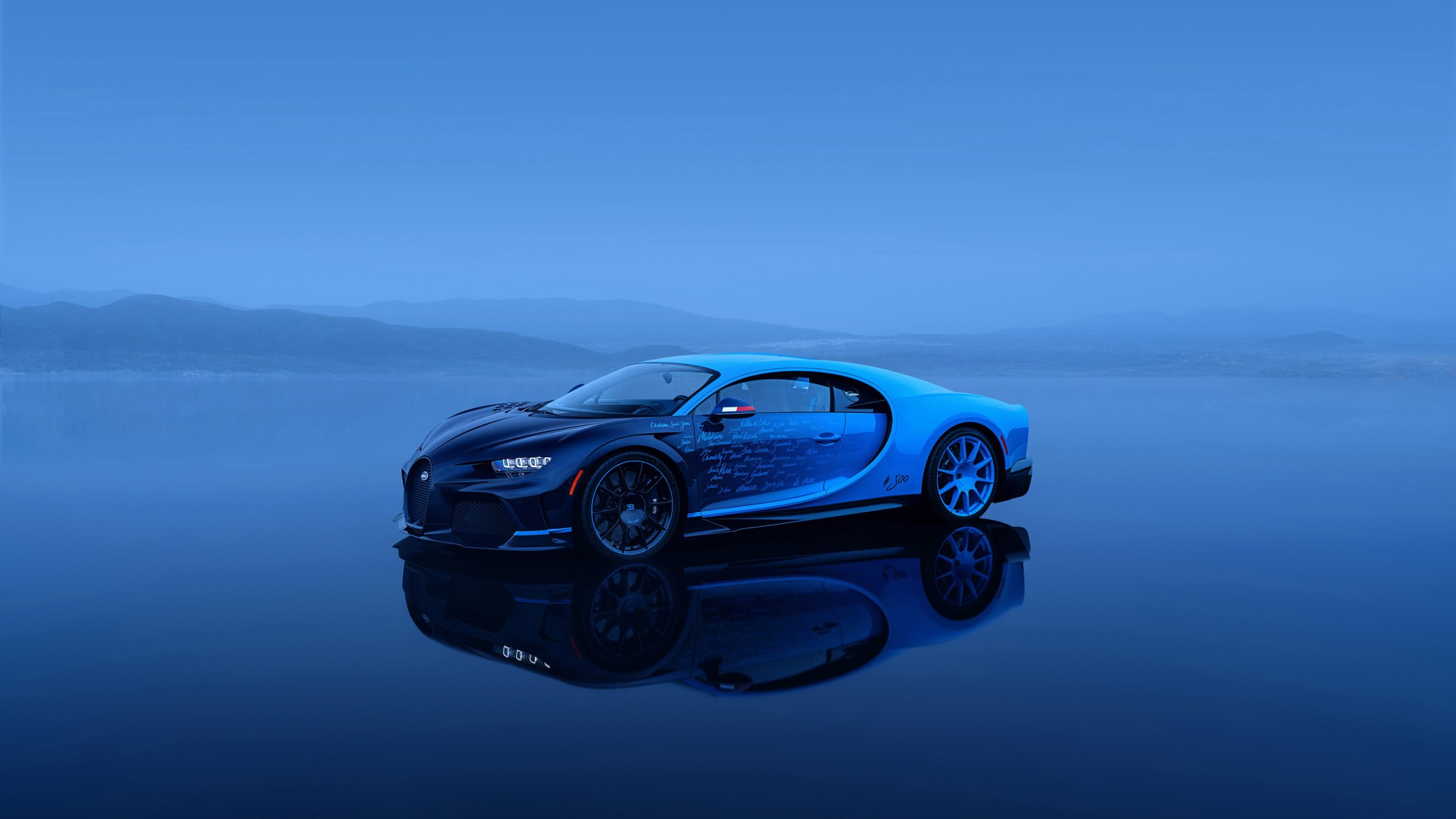 Blue Bugatti-Style Supercar Wallpaper