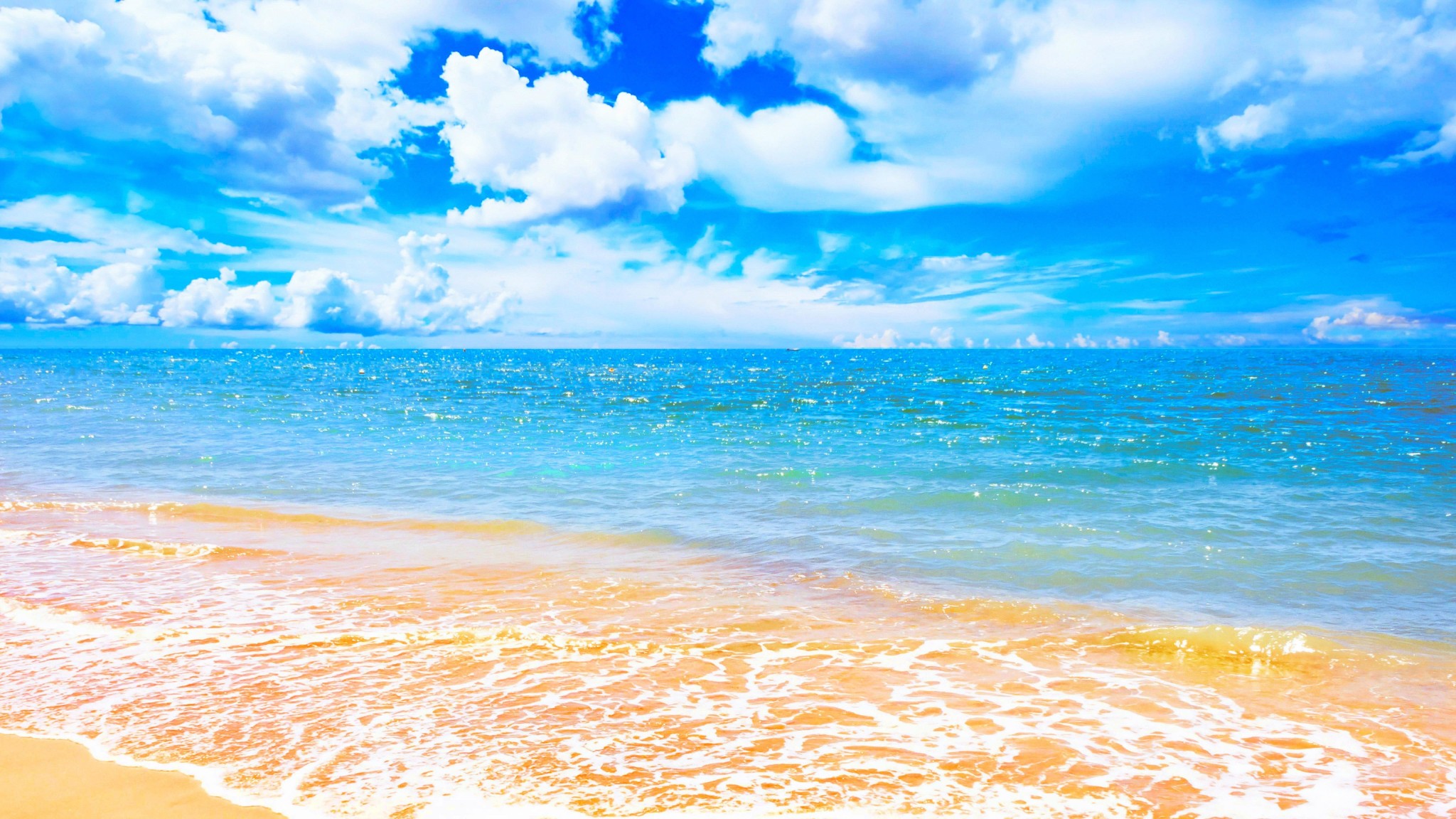 Sunny Beach and Blue Sky Wallpaper