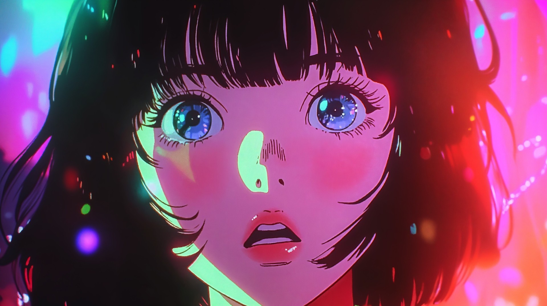 Neon Anime Portrait Wallpaper – free HD wallpaper