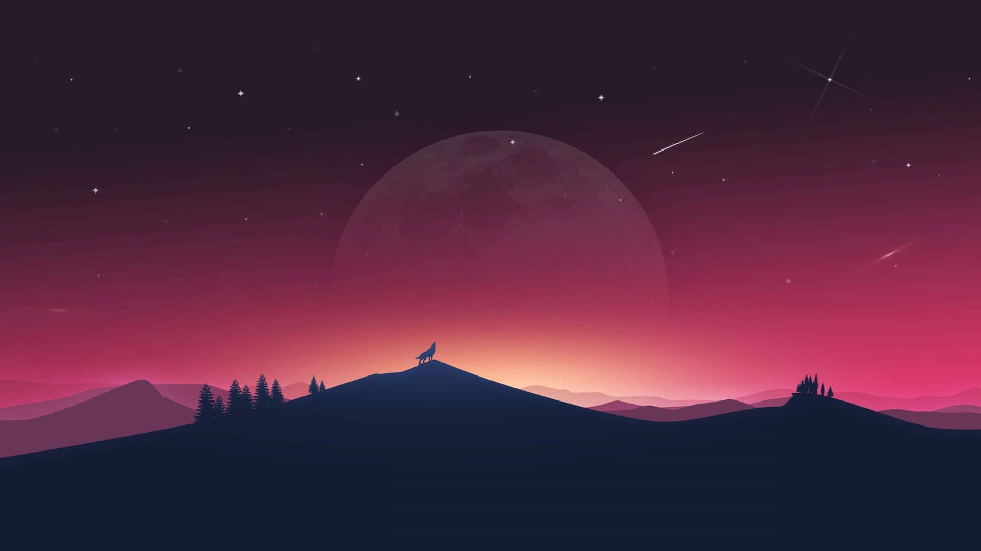 Wolf Under a Twilight Sky Wallpaper