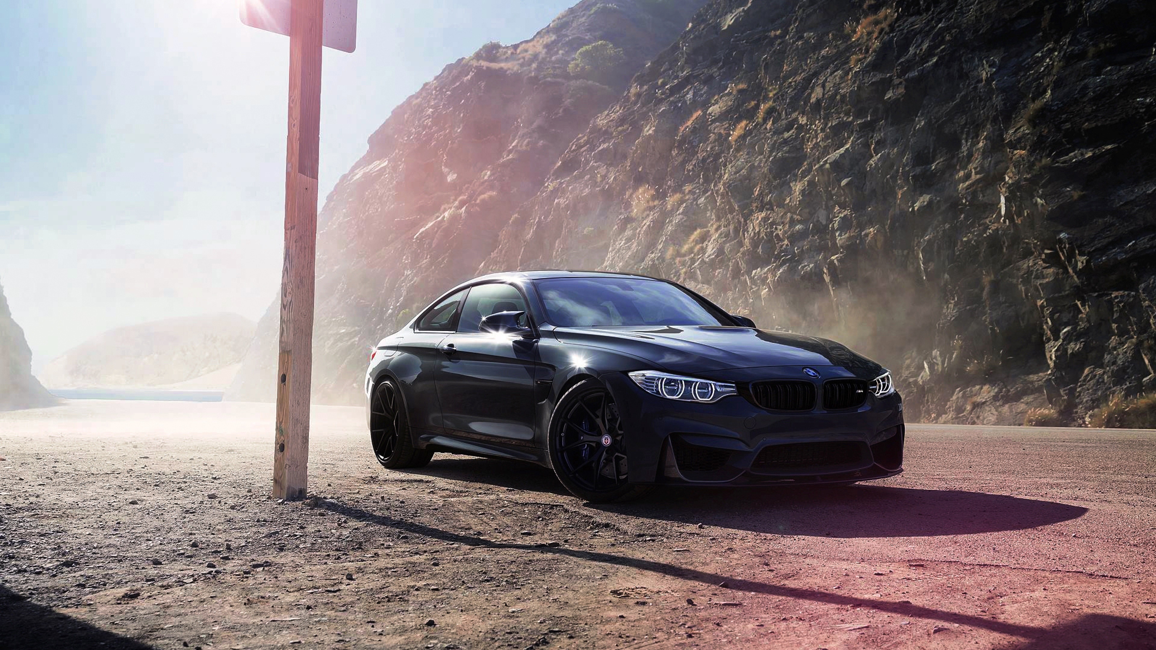 Black BMW M5 Roadside Dust Wallpaper – free HD wallpaper
