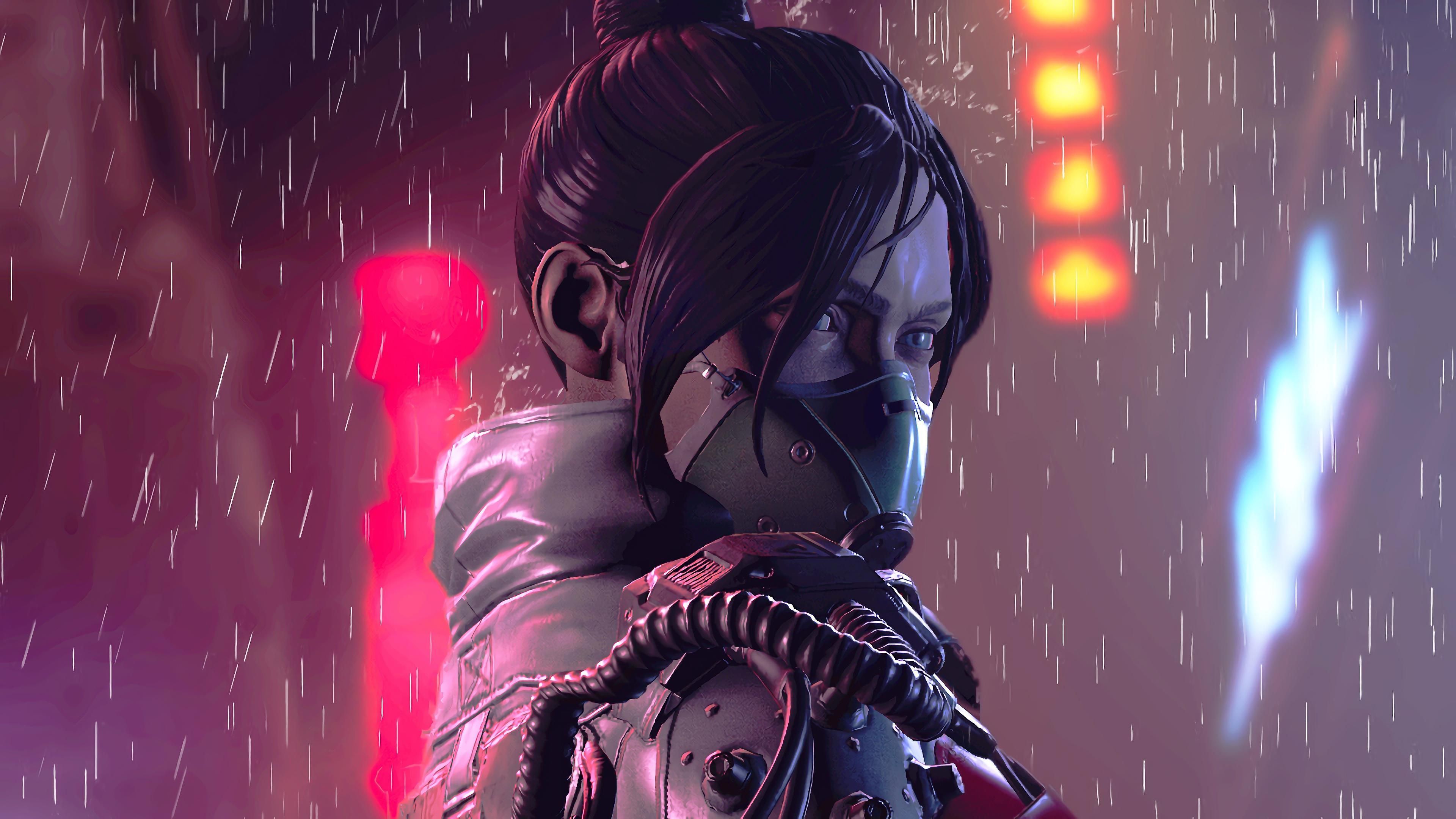 Apex Legends Wraith Neon Rain Cyberpunk Wallpaper – free HD wallpaper