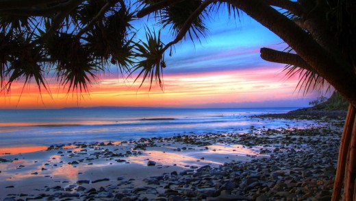 colorful-tropical-beach-sunset-rocks-wallpaper-1920×1080