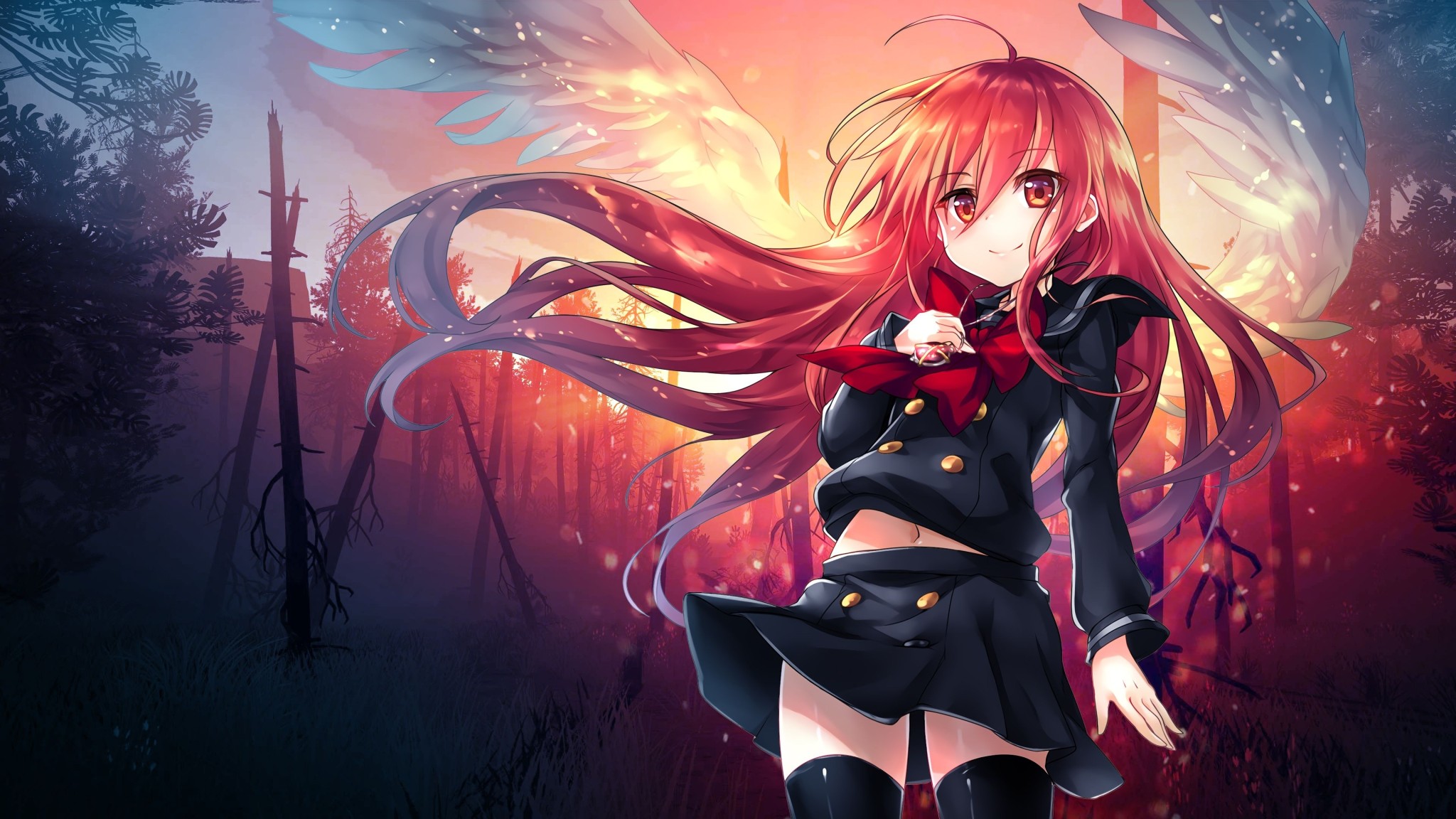 Fiery Angel Anime Forest Wallpaper