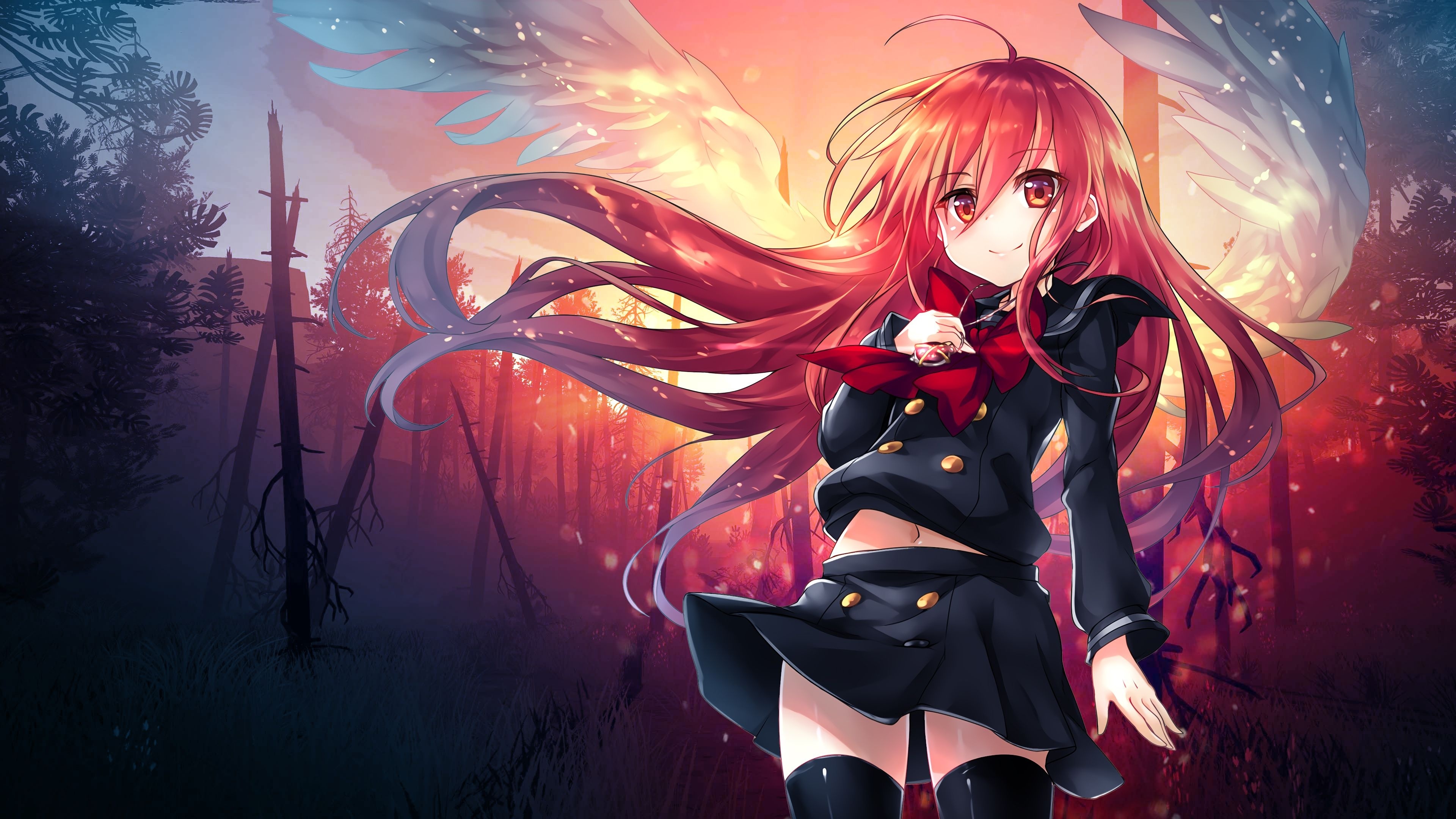 Fiery Angel Anime Forest Wallpaper – free HD wallpaper