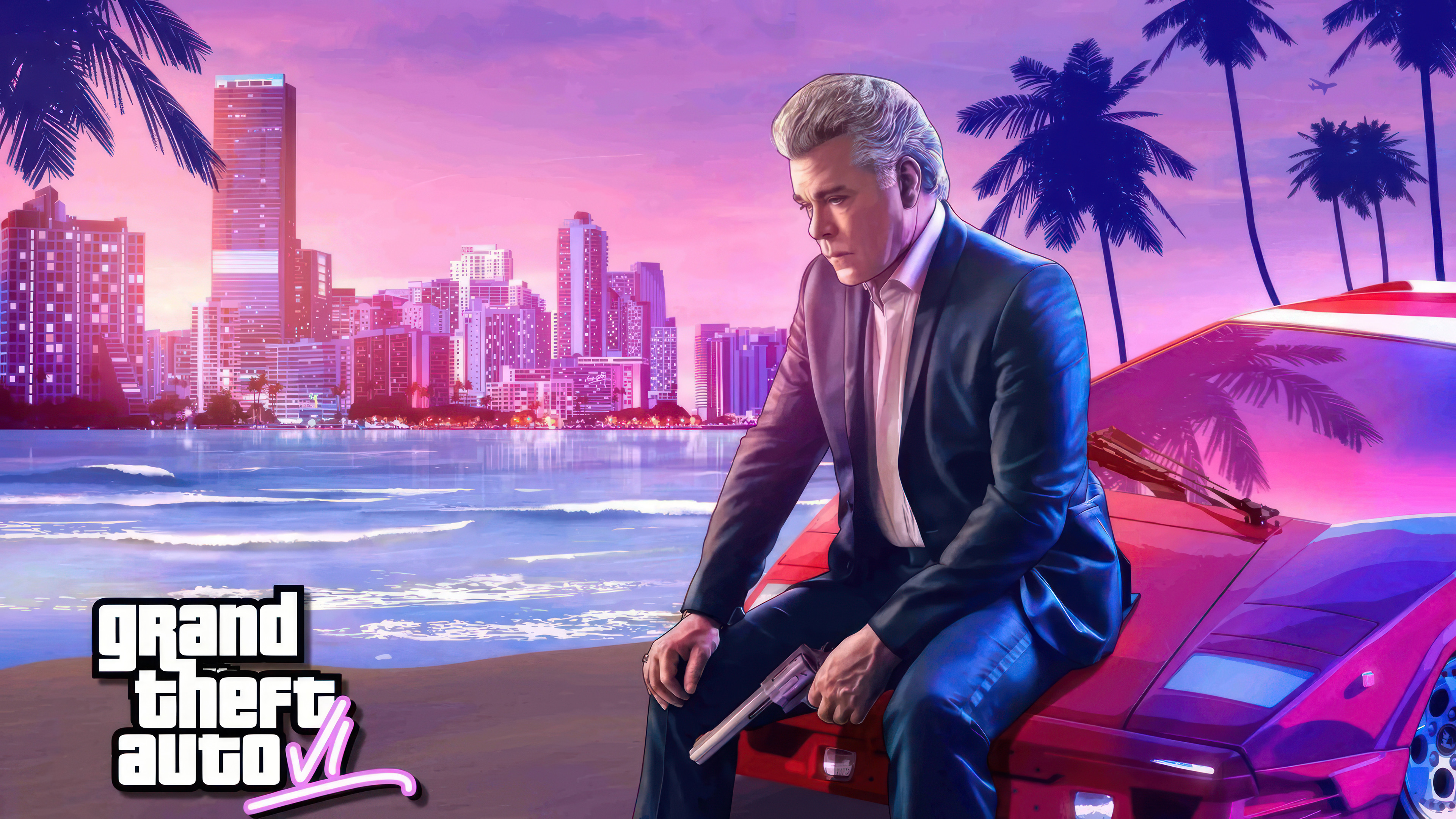 GTA VI Luxury Car Beach City Wallpaper – free HD wallpaper