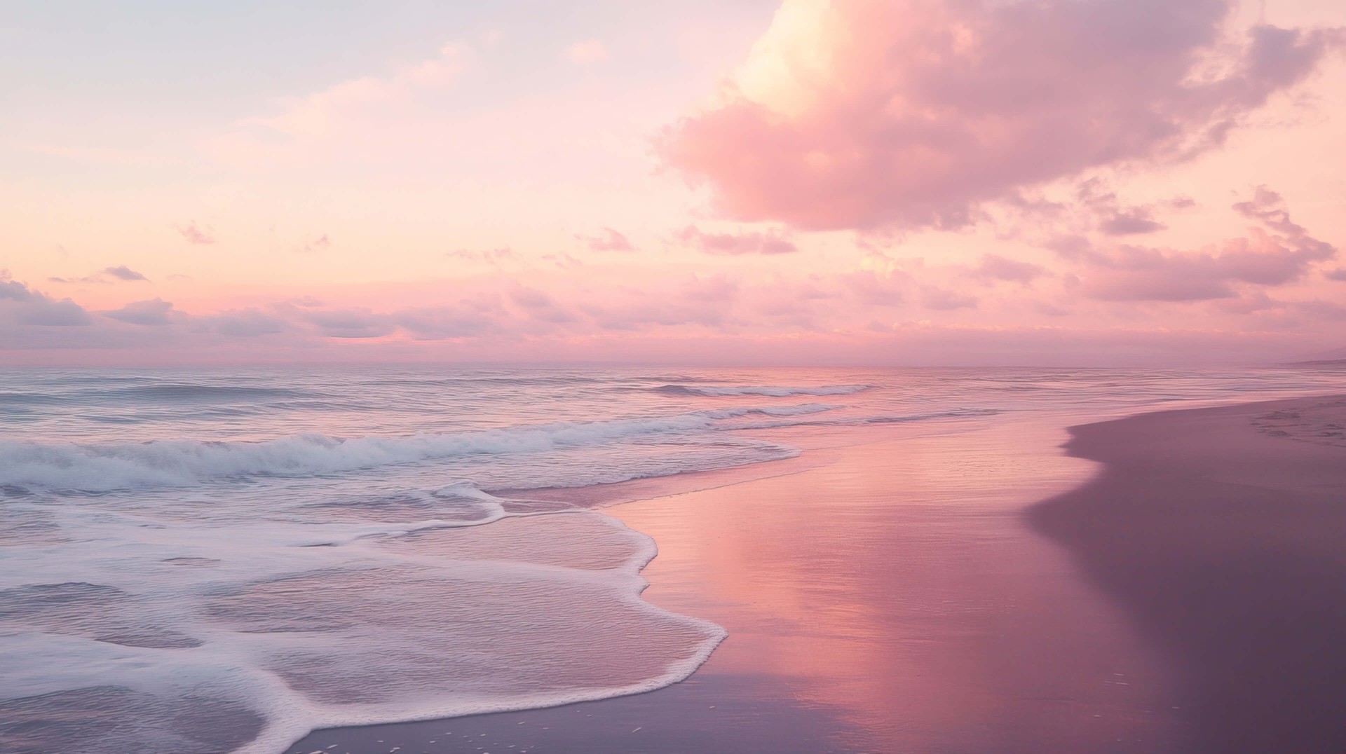 Pink Ocean Sunset Waves Wallpaper – free HD wallpaper