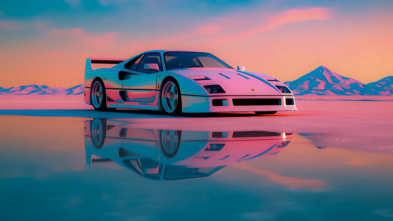 Retro Ferrari F40 Sunset Wallpaper