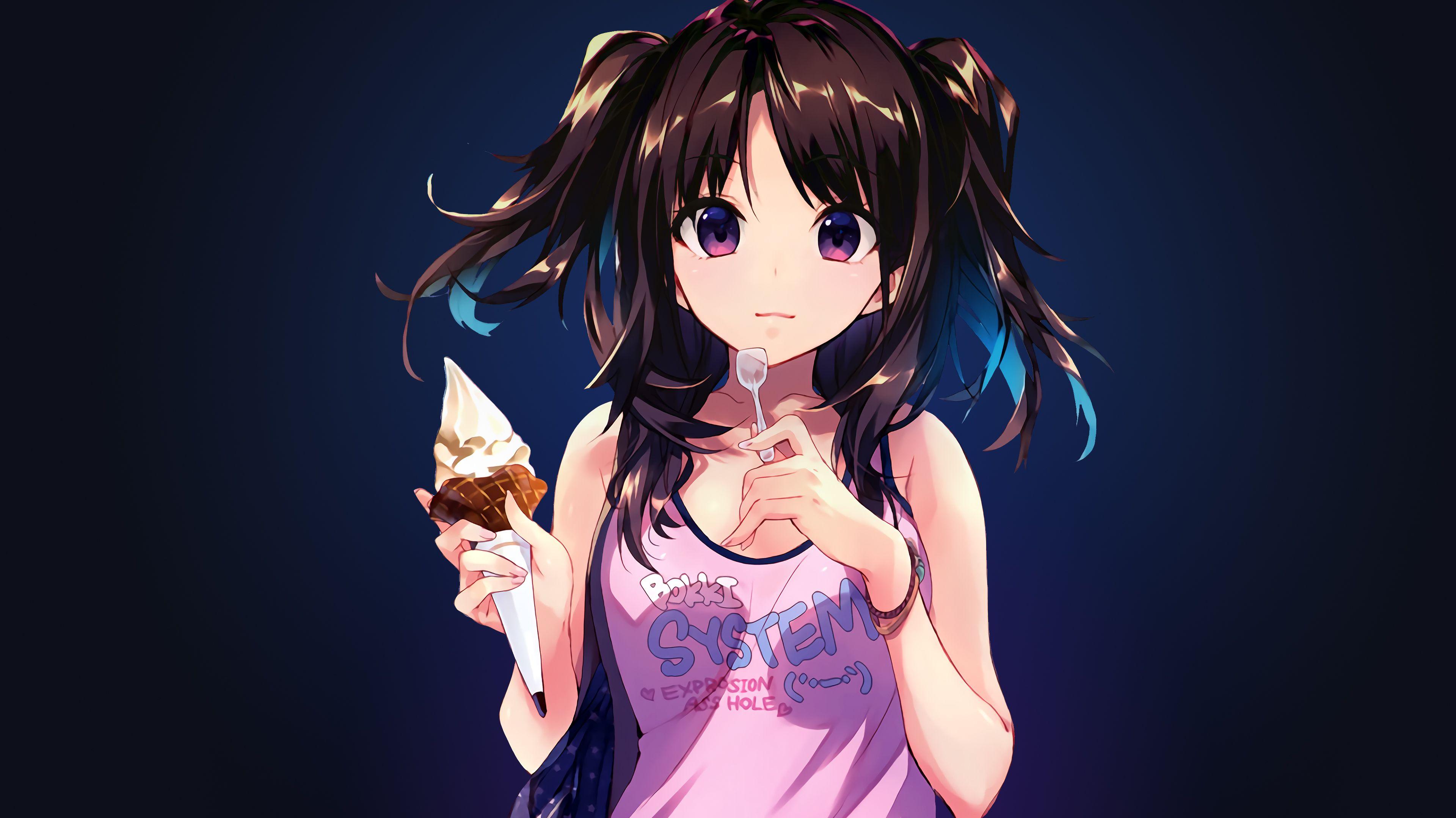 Anime Girl Eating Ice Cream Wallpaper – free HD wallpaper