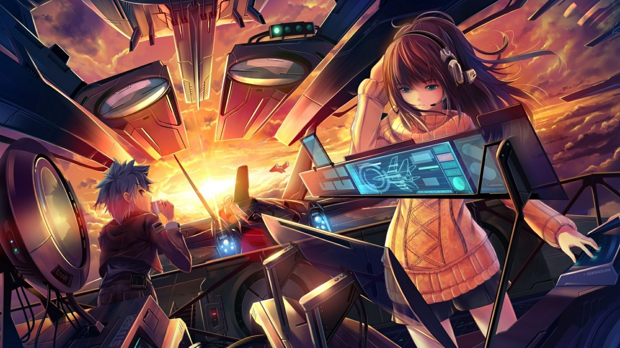 Anime Sci-Fi Command Center Wallpaper