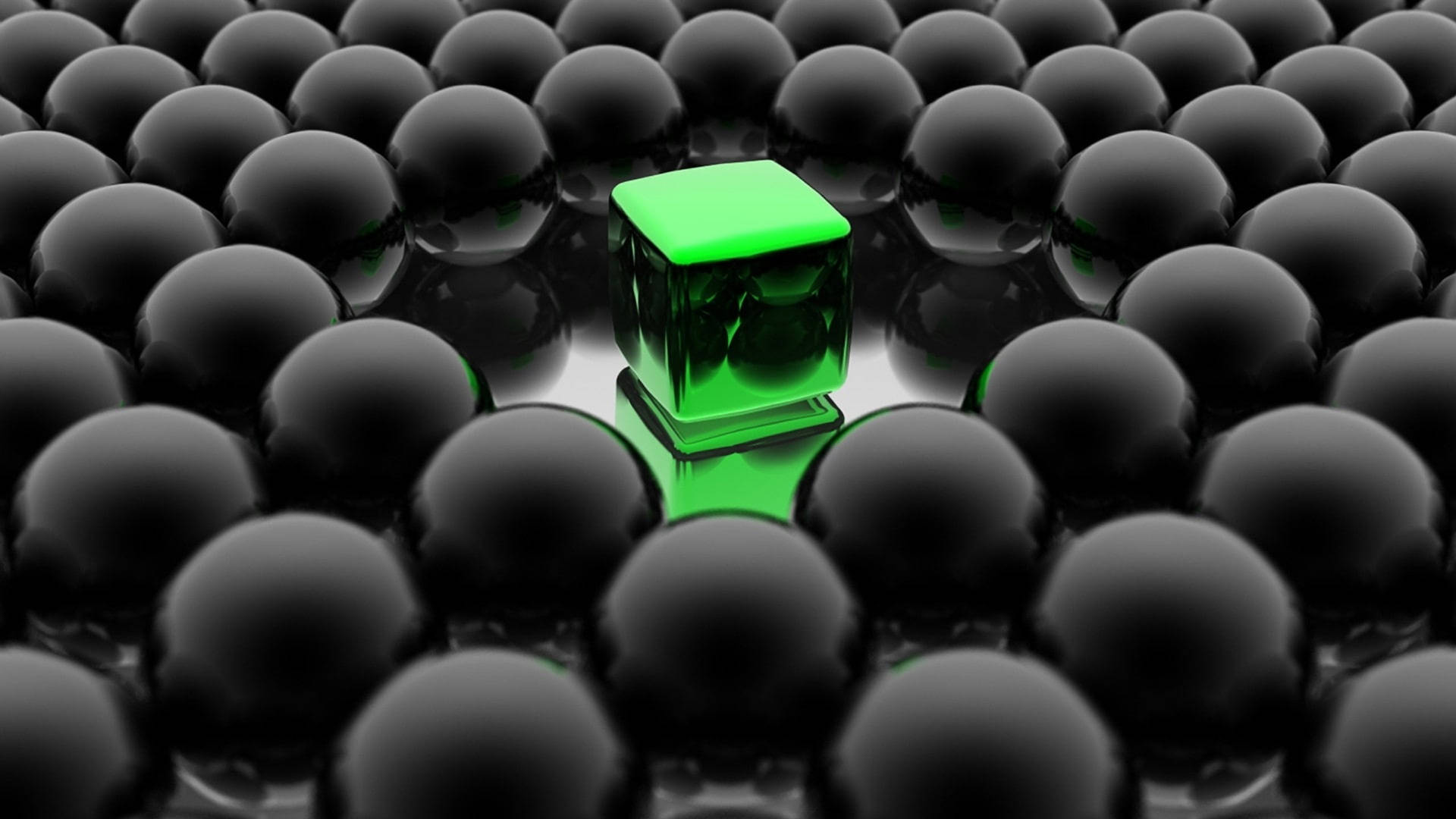 Green Glass Cube 3D Wallpaper