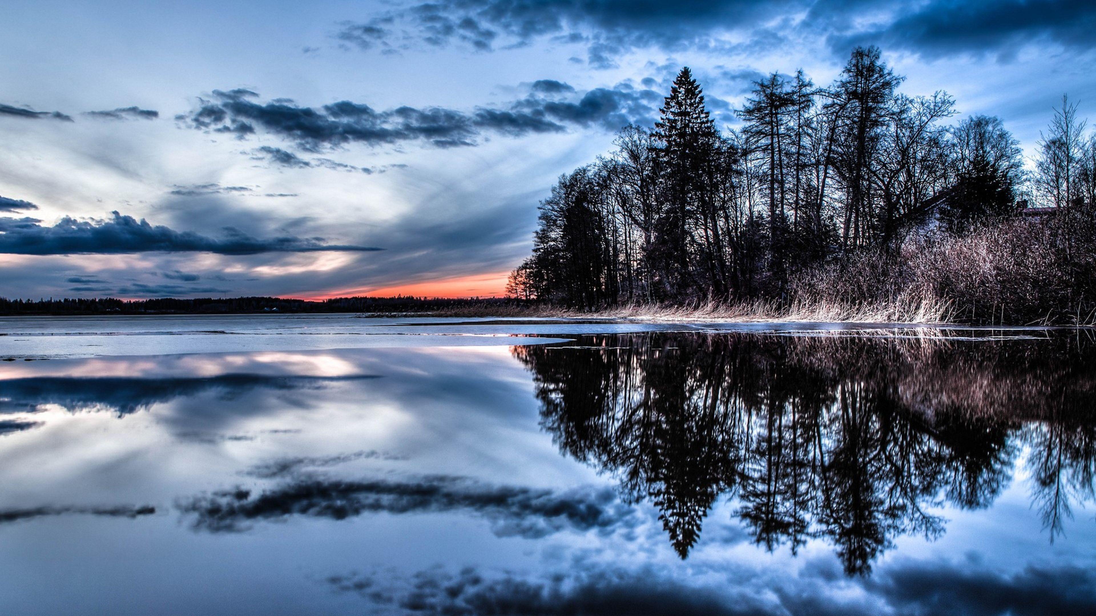 Twilight Lake Reflection Wallpaper – free HD wallpaper