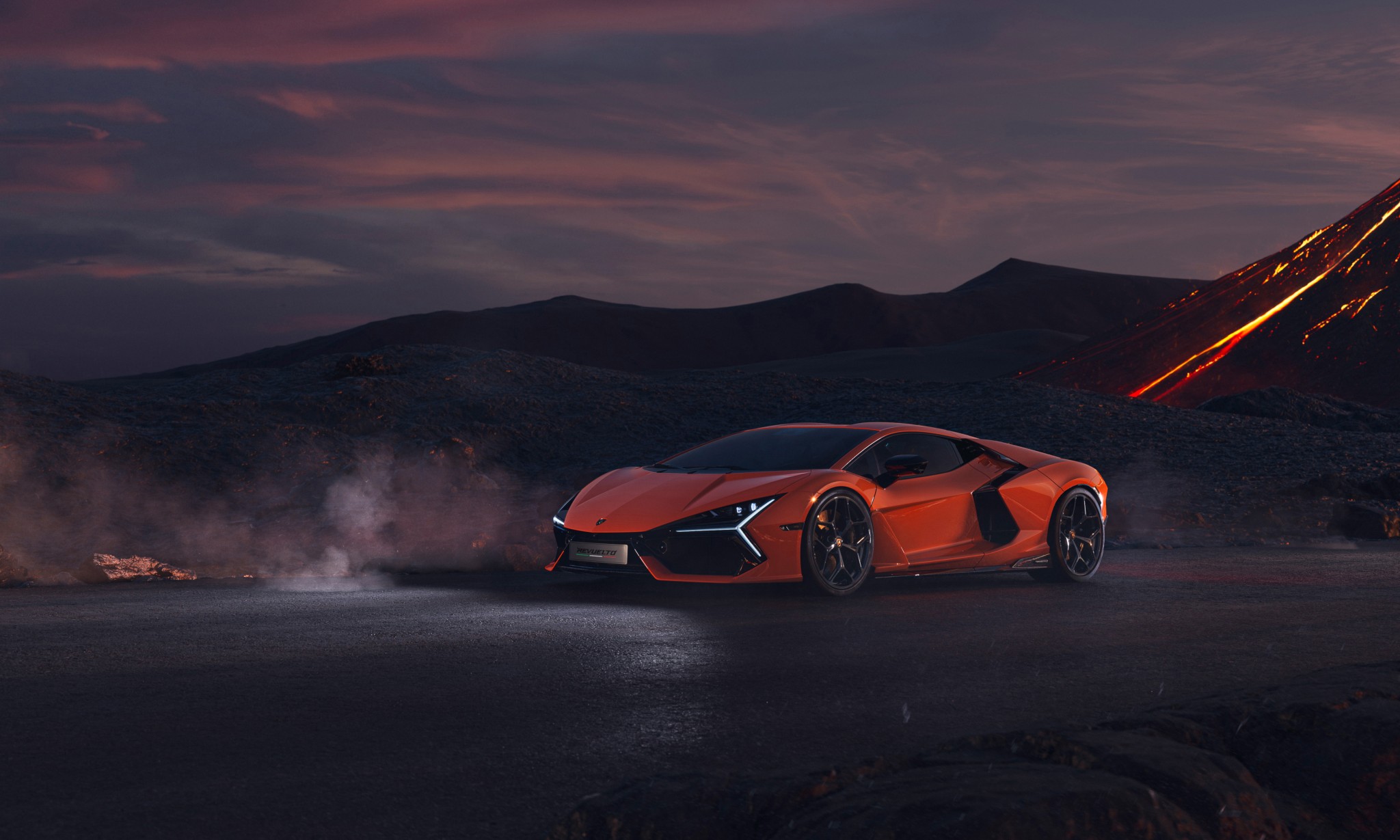 Lamborghini Revuelto Volcano Sunset Wallpaper