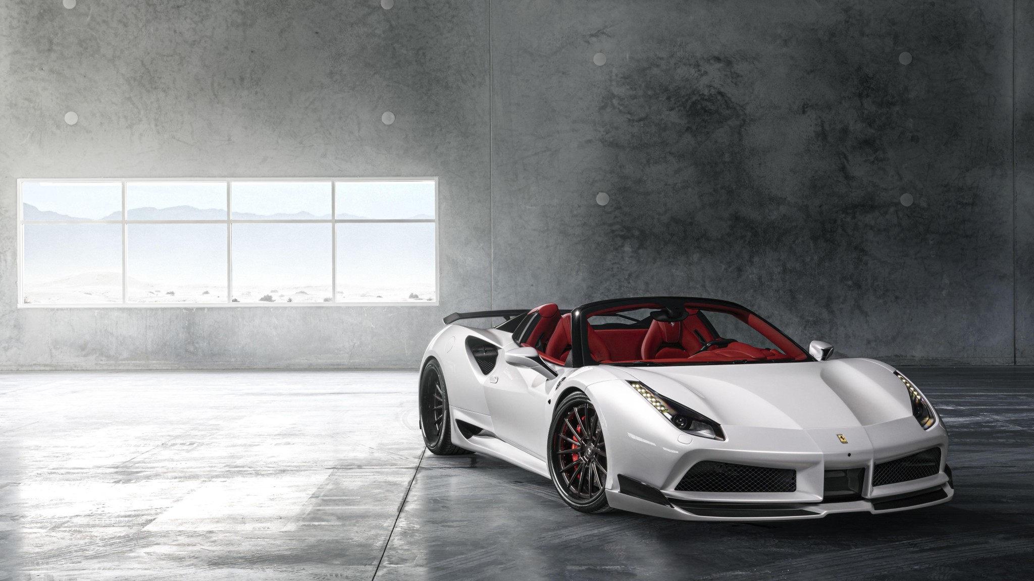 White Ferrari Convertible Studio Wallpaper