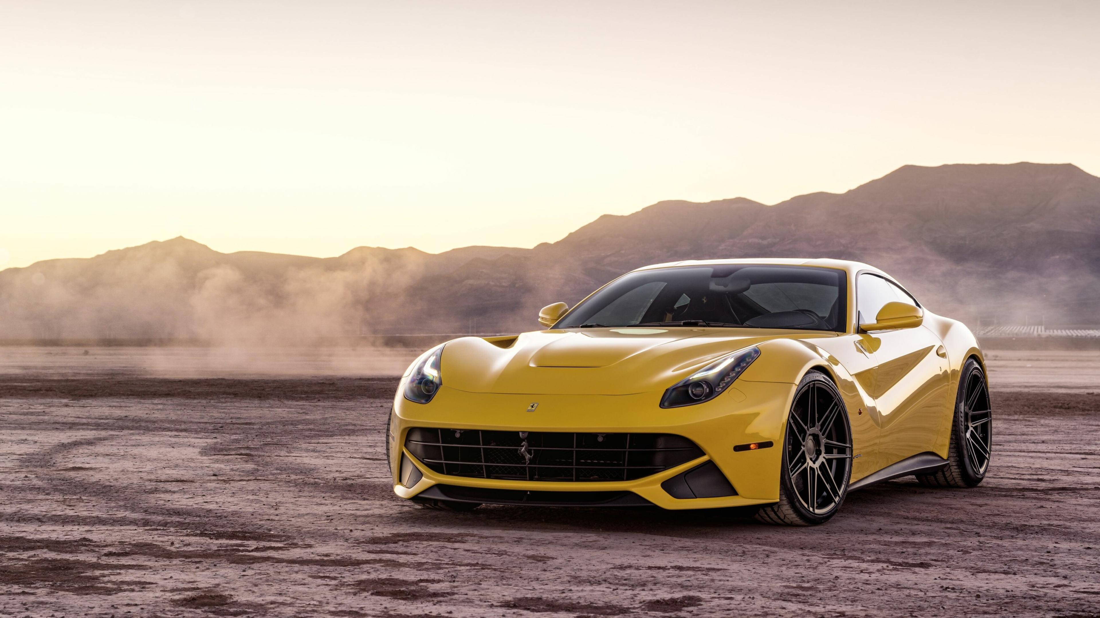 Yellow Ferrari Desert Sunset Wallpaper – free HD wallpaper