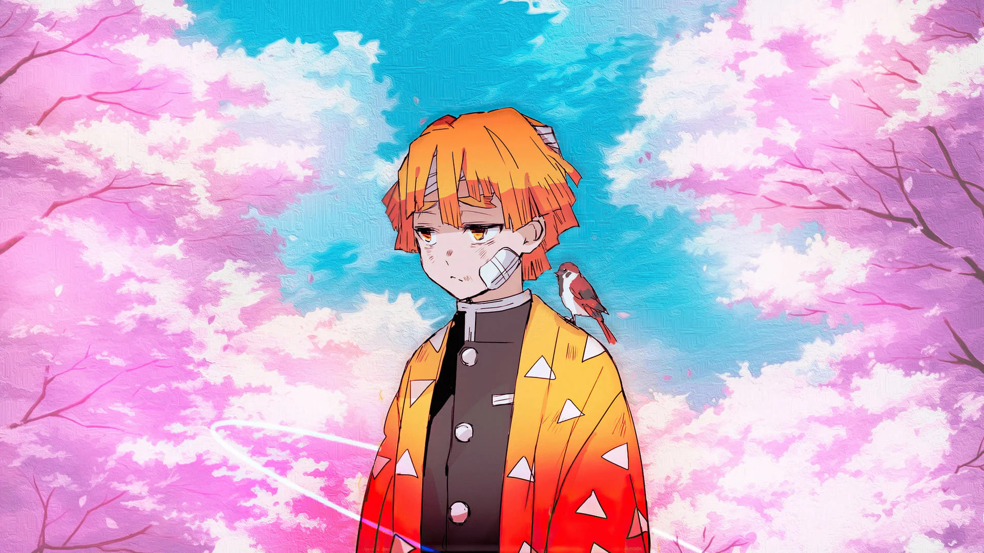 Zenitsu Cherry Blossom Anime Wallpaper