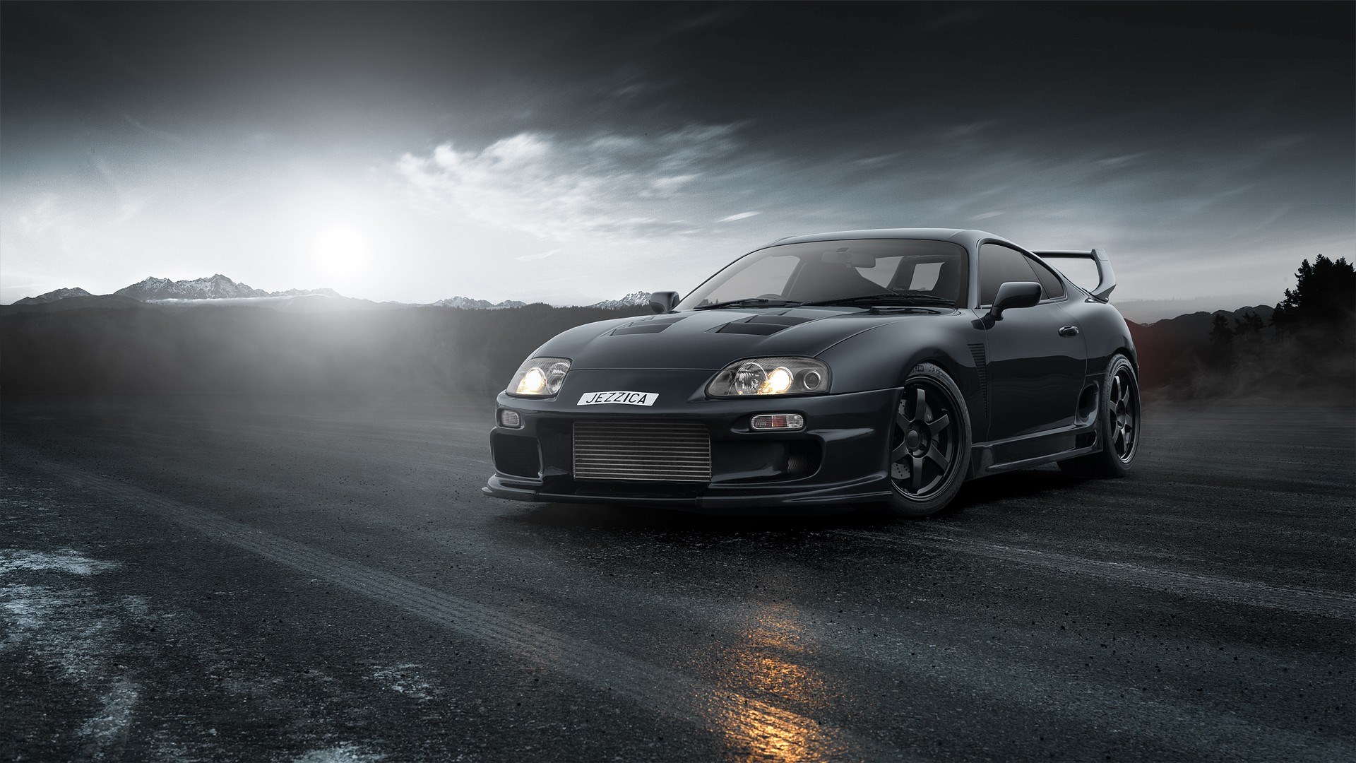 Black Toyota Supra Mountain Road Wallpaper