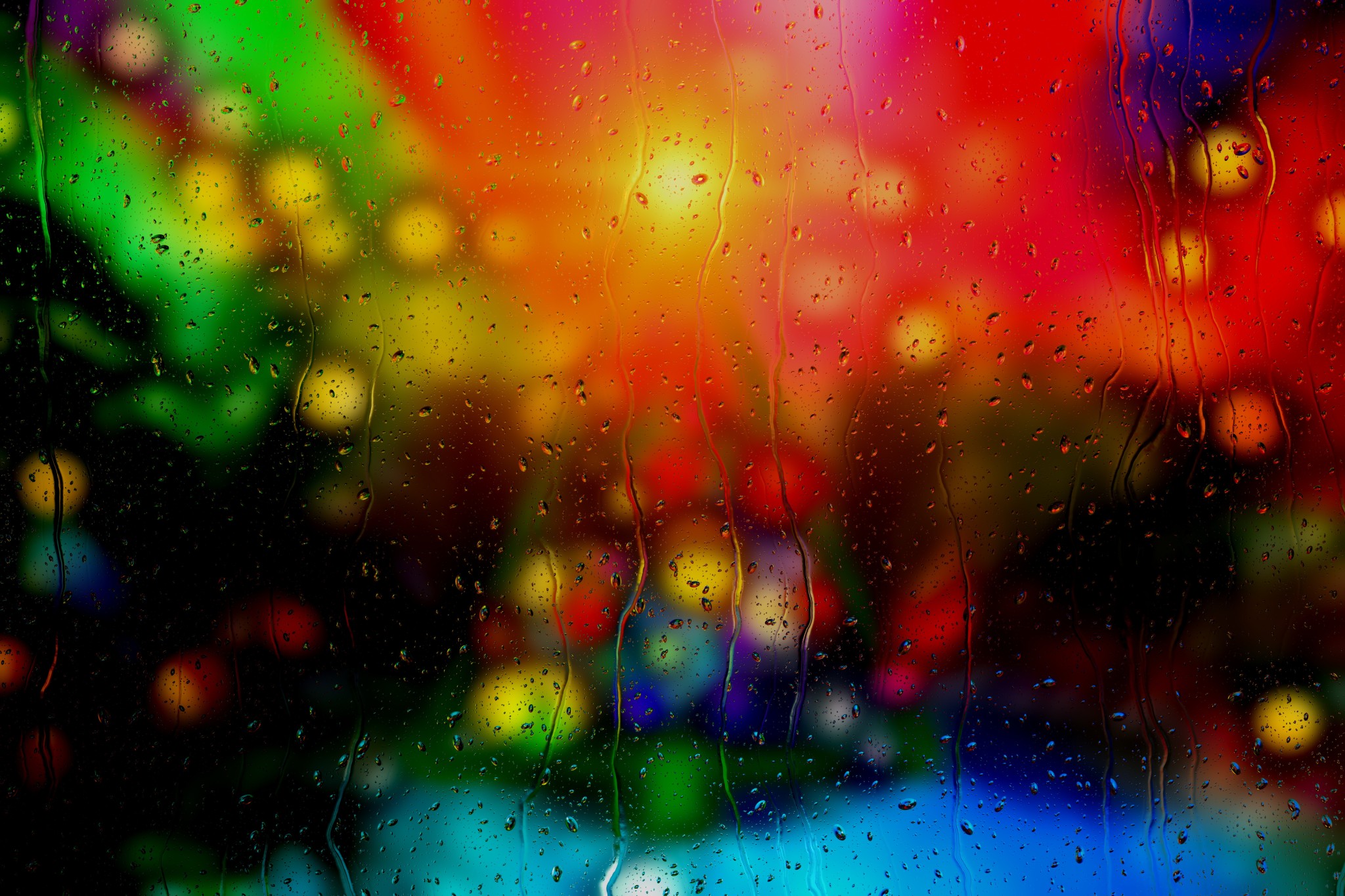Colorful Rain Glass Wallpaper