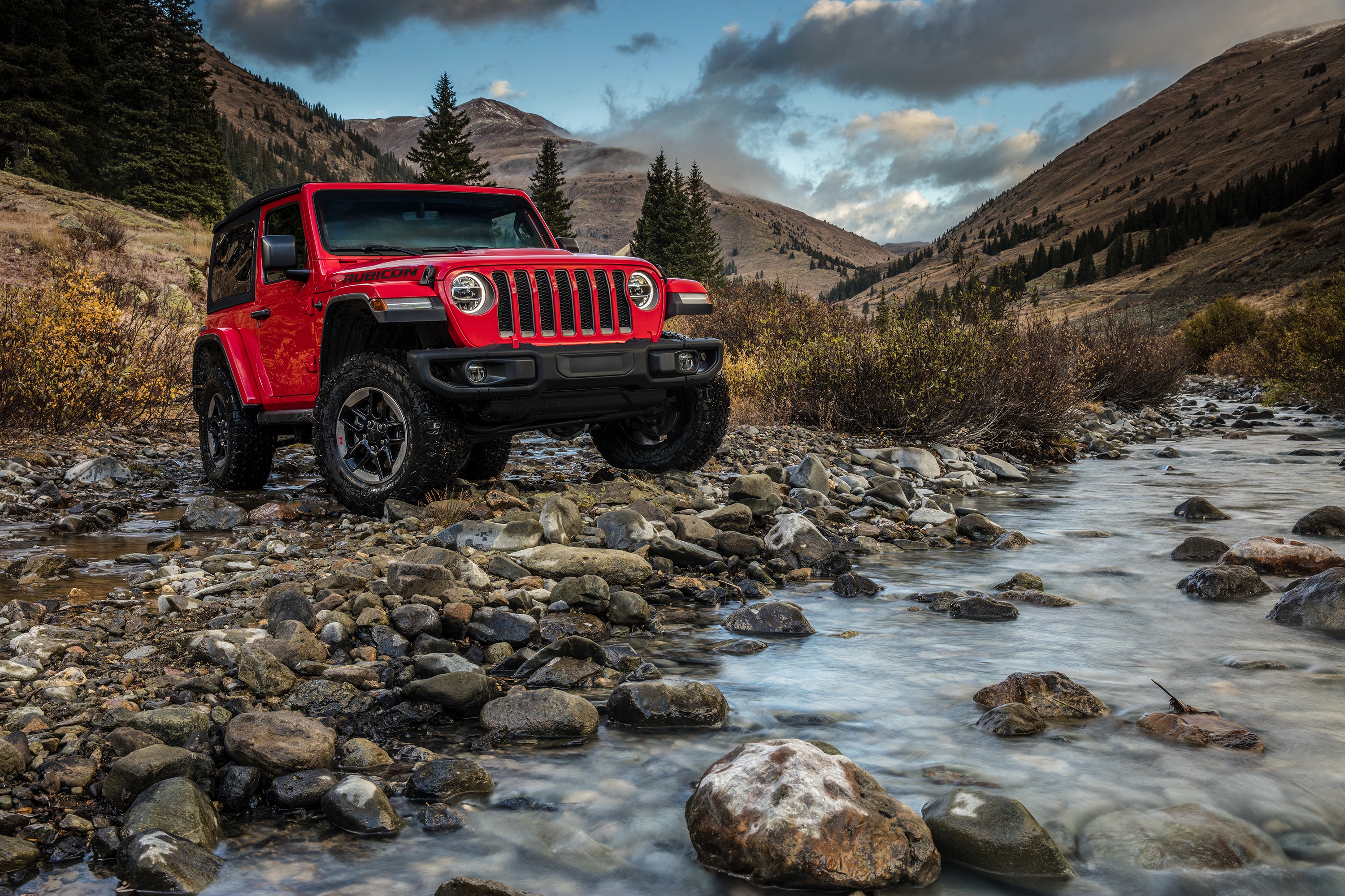 Red Jeep Wrangler Creek Trail Wallpaper – free HD wallpaper