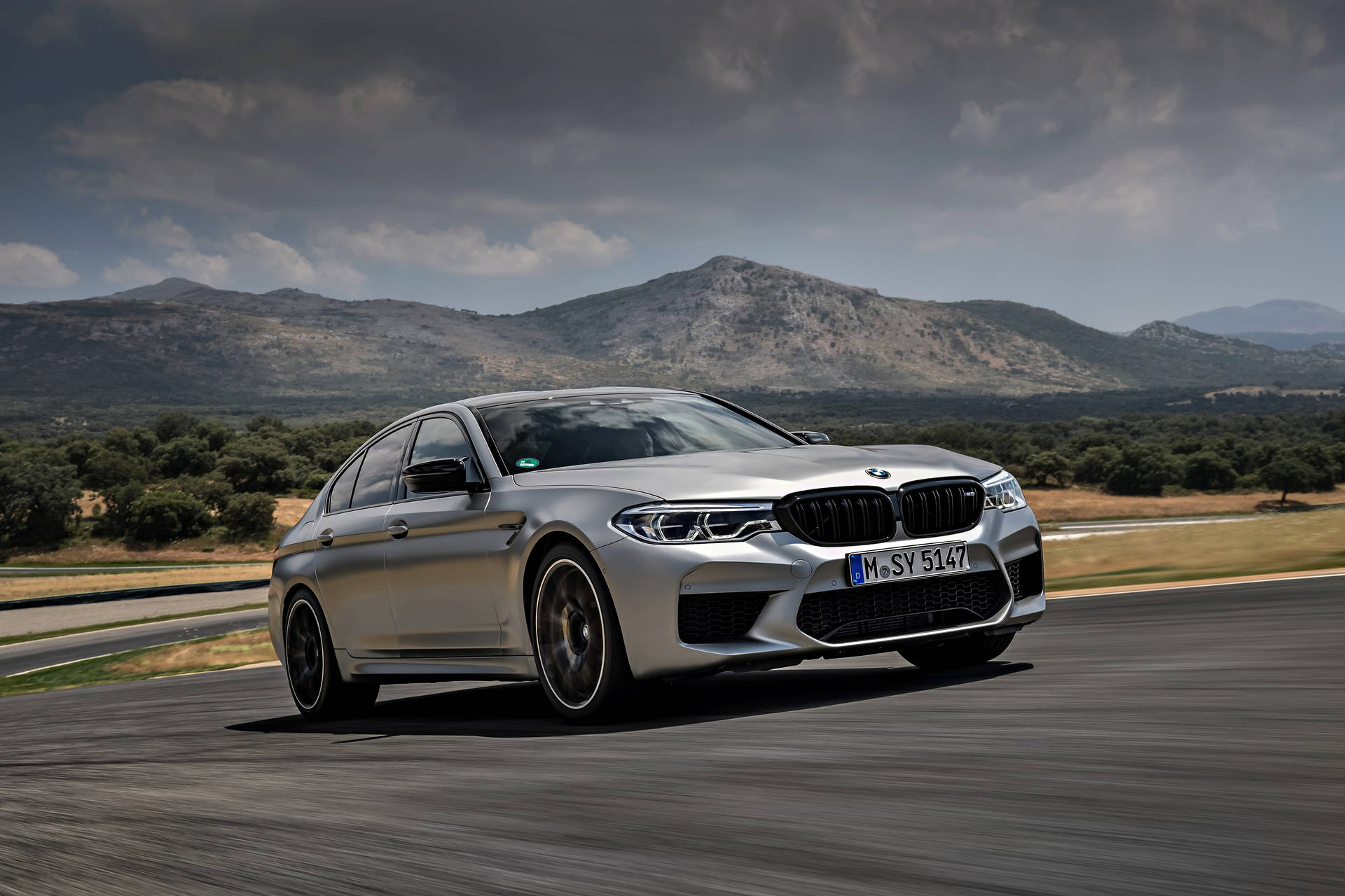 Silver BMW M5 Track Wallpaper