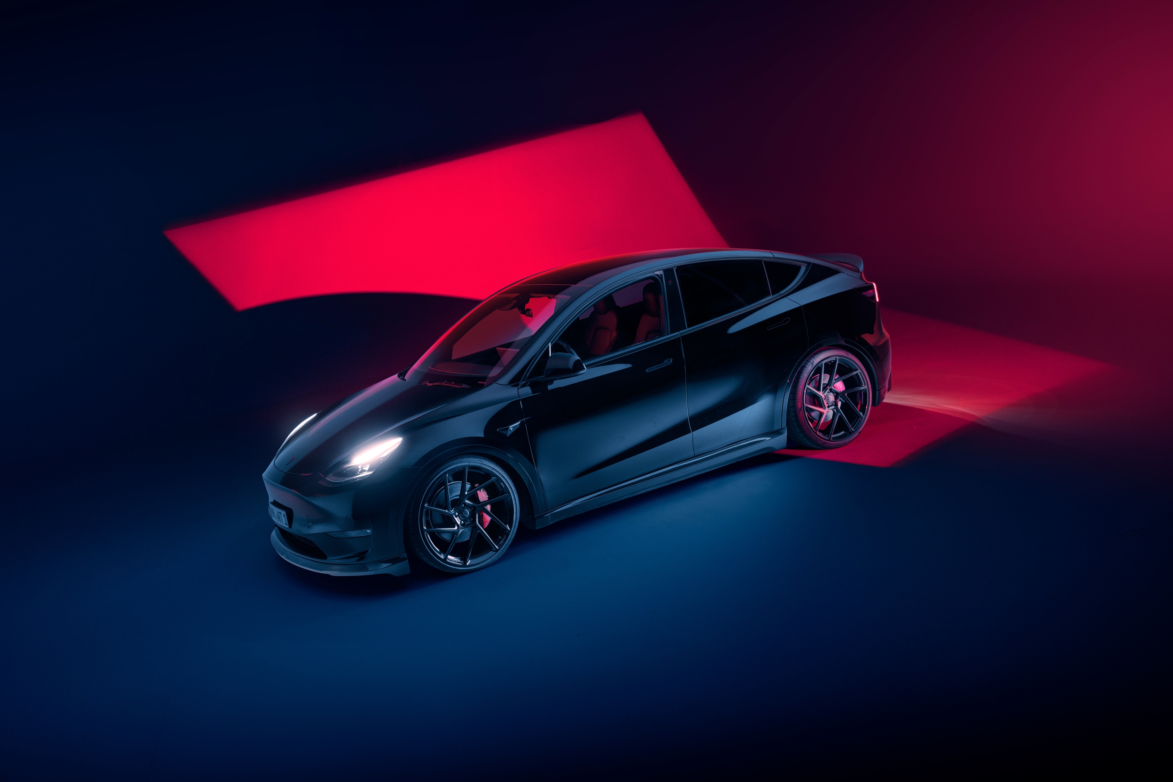 Tesla Model Y Neon Studio Wallpaper – free HD wallpaper