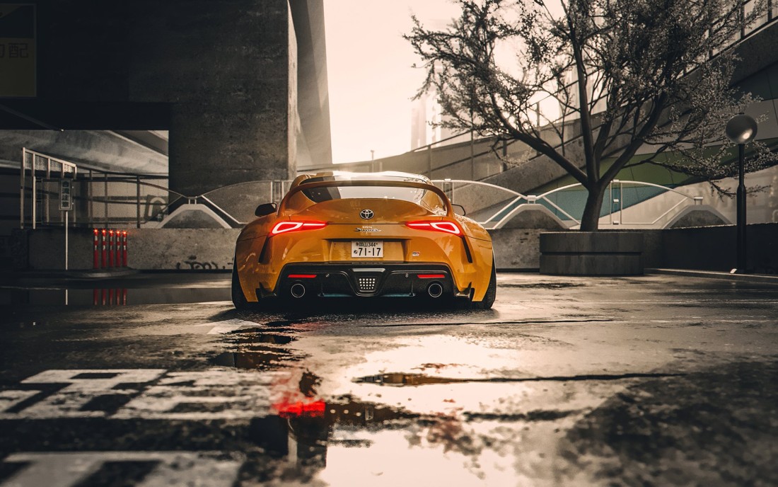 yellow-toyota-supra-rain-street-wallpaper-1920×1200