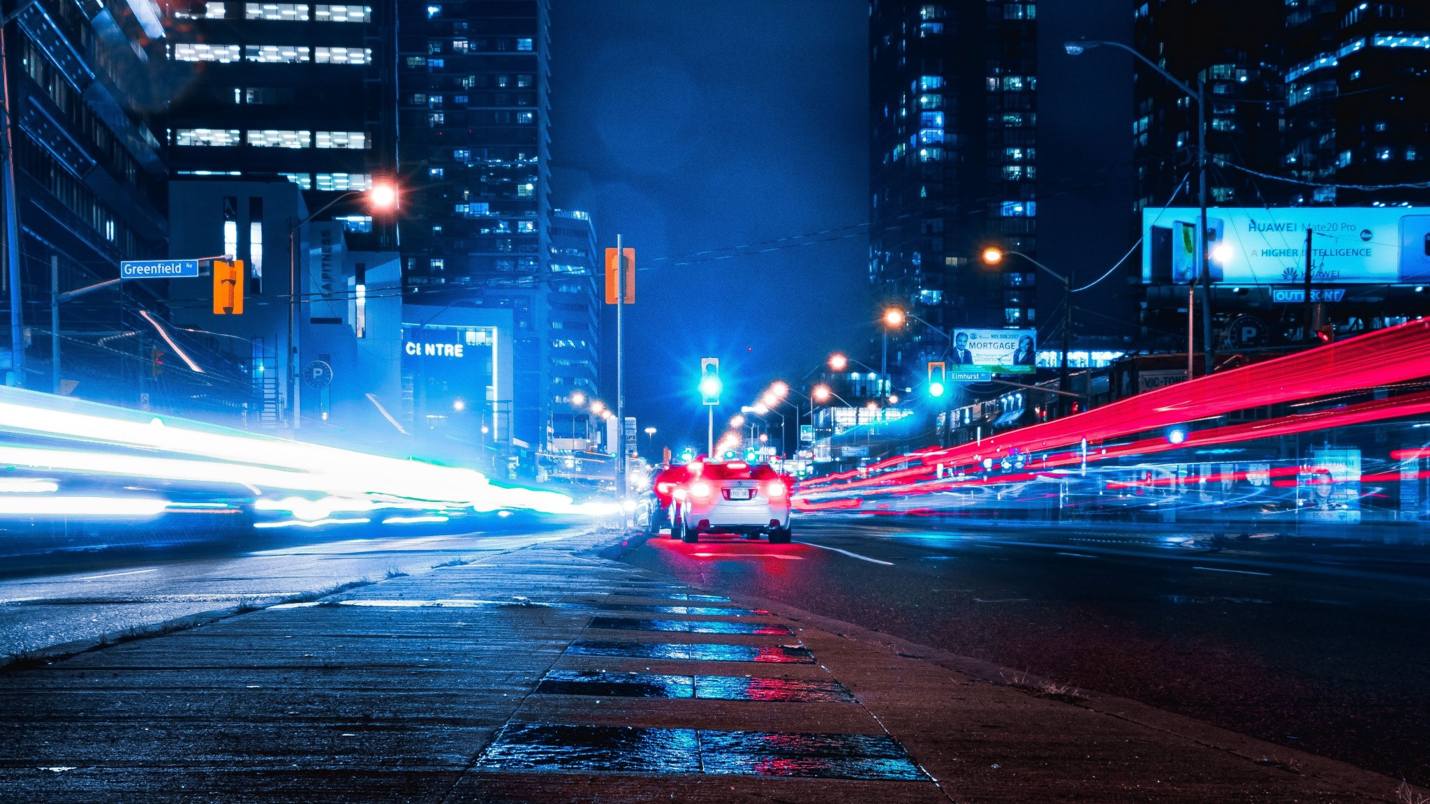 4K City Night Light Trails Wallpaper
