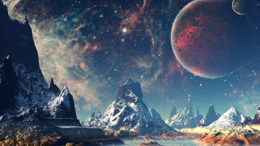 Alien Planet Mountain Landscape Wallpaper