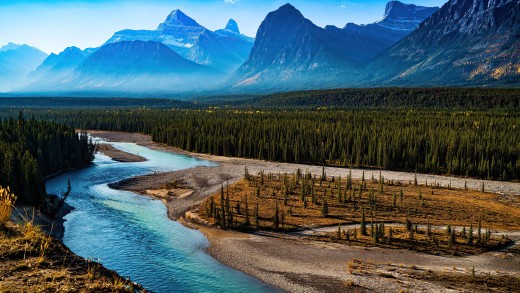 Alpine River Valley Wallpaper