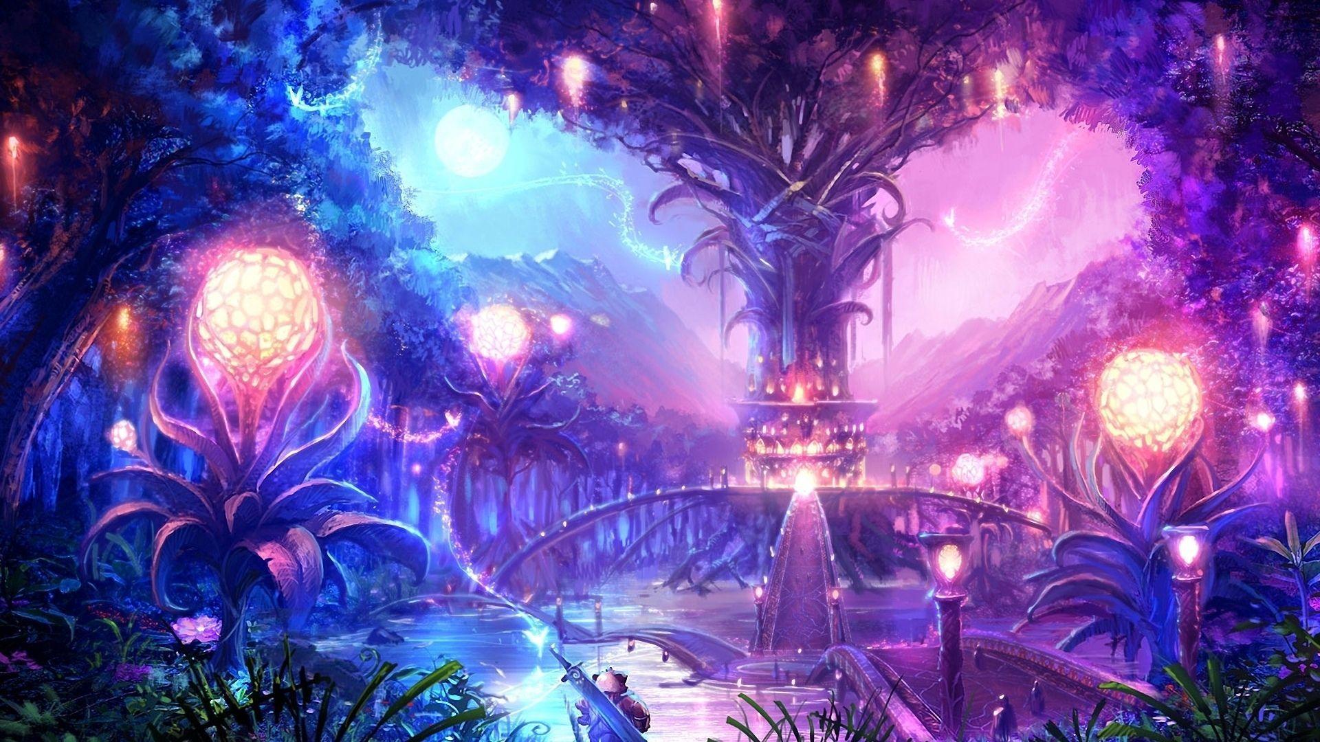 bioluminescent-fantasy-forest-wallpaper-purple-glowing-world-1920×1080