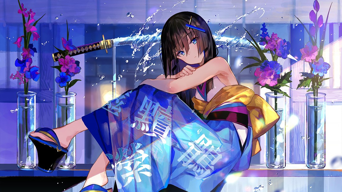 blue-anime-girl-kimono-aesthetic-4k-wallpaper-3840×2159