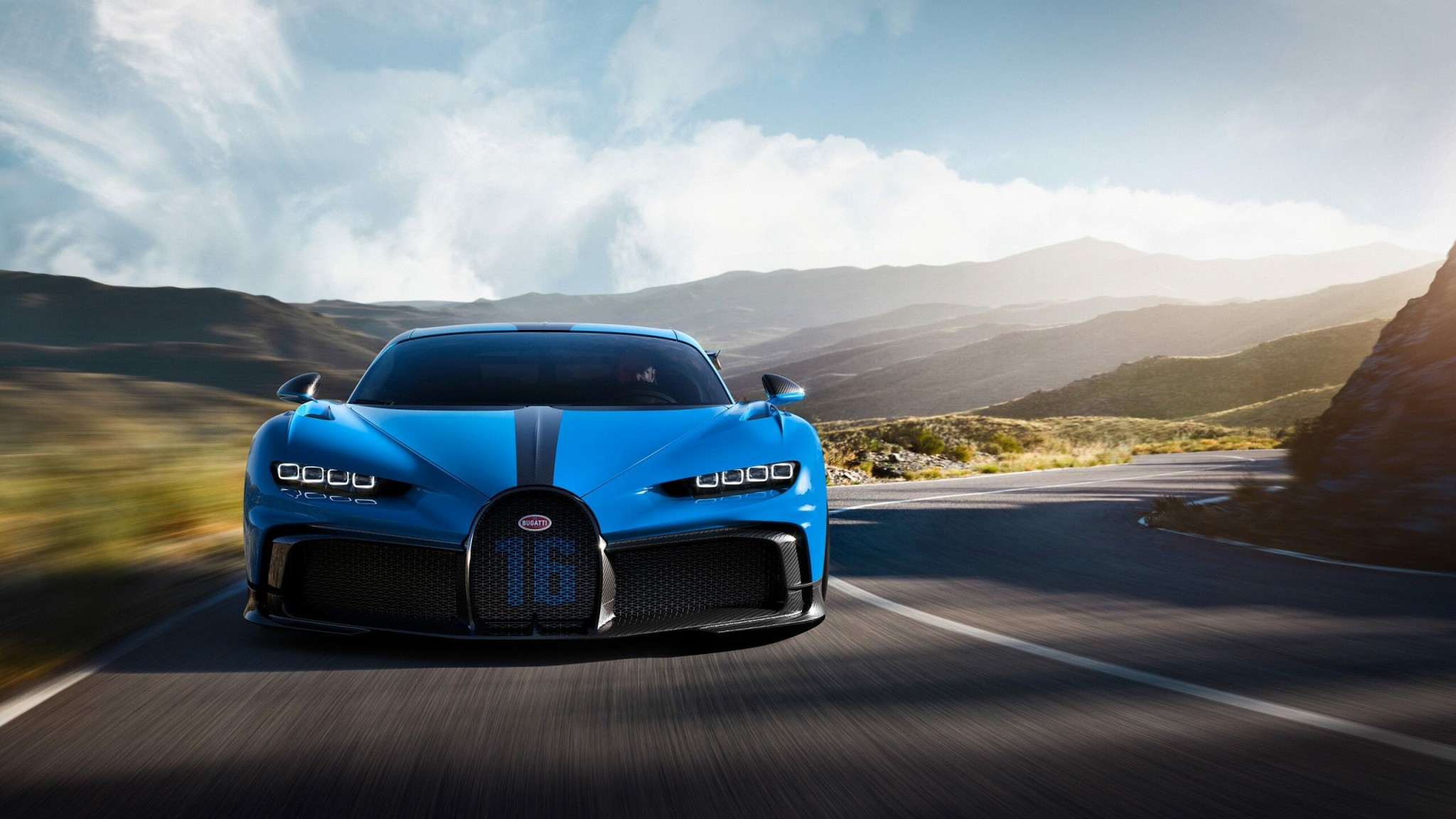 Blue Bugatti Chiron Mountain Road Wallpaper – free HD wallpaper