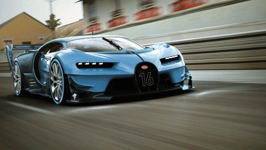 Blue Bugatti Race Car Track Wallpaper