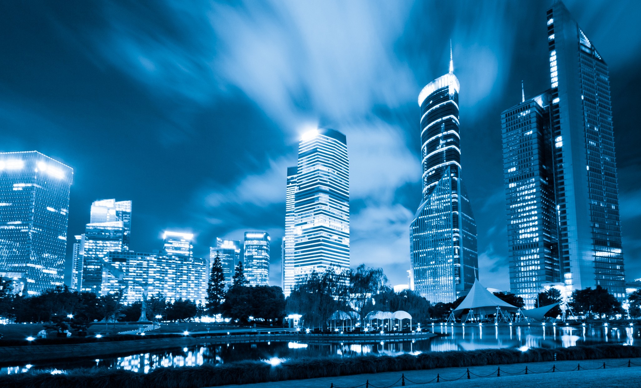 Blue City Skyline 5K Wallpaper