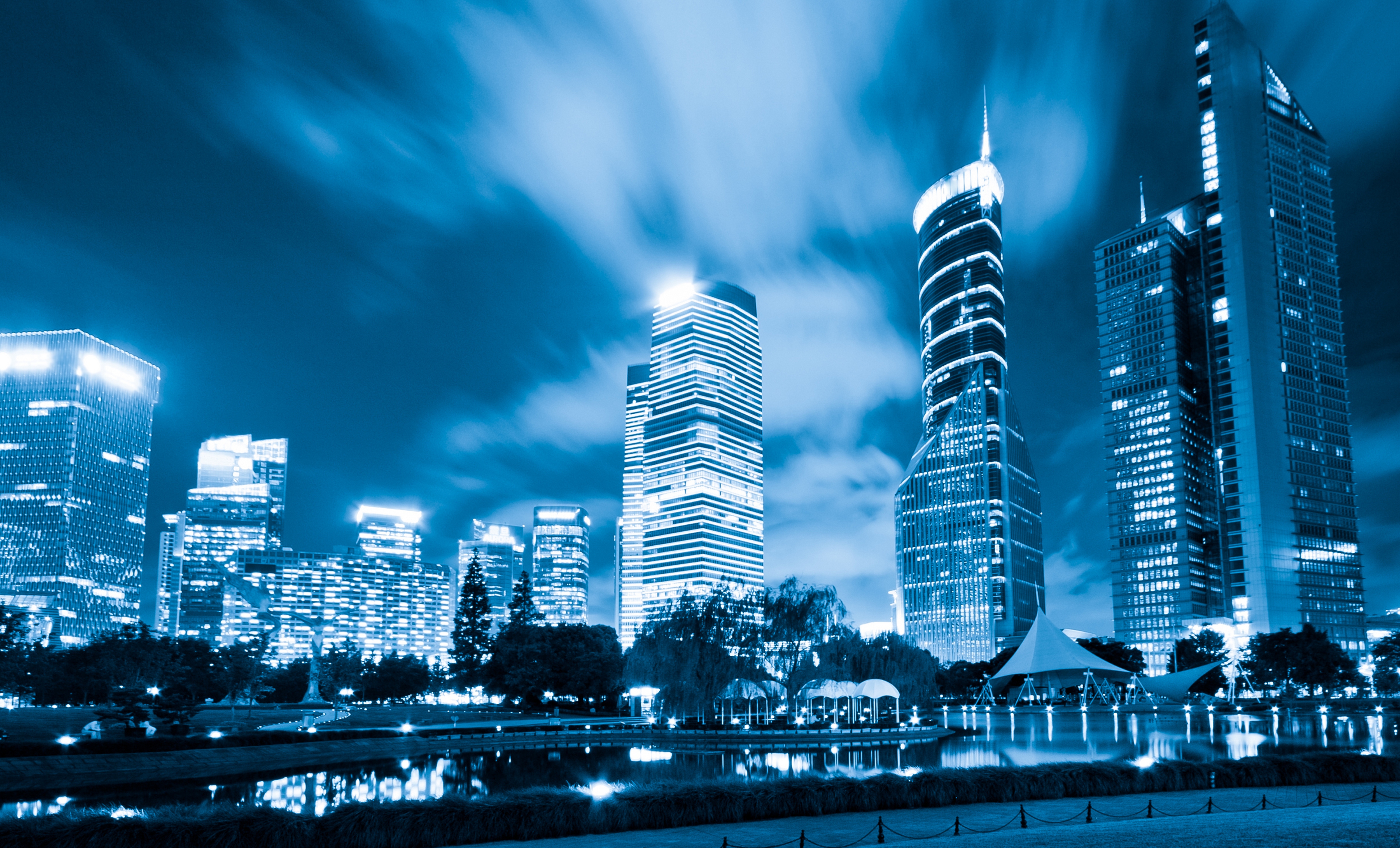 Blue City Skyline 5K Wallpaper – free HD wallpaper