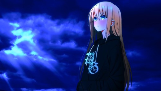 Blue Cloud Anime Girl Hoodie Wallpaper