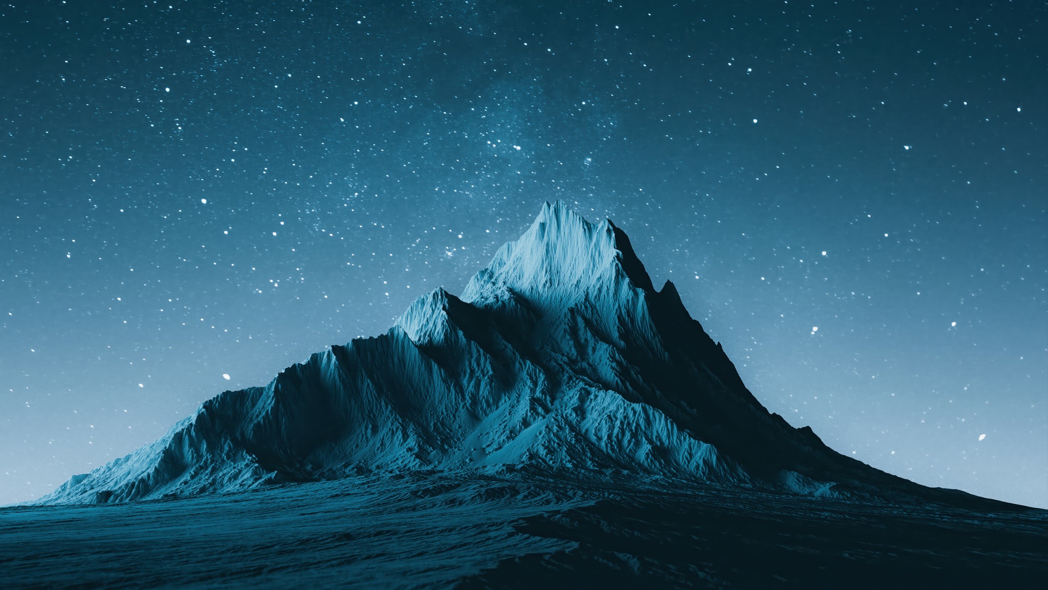 Blue Mountain Night Sky 4K Wallpaper
