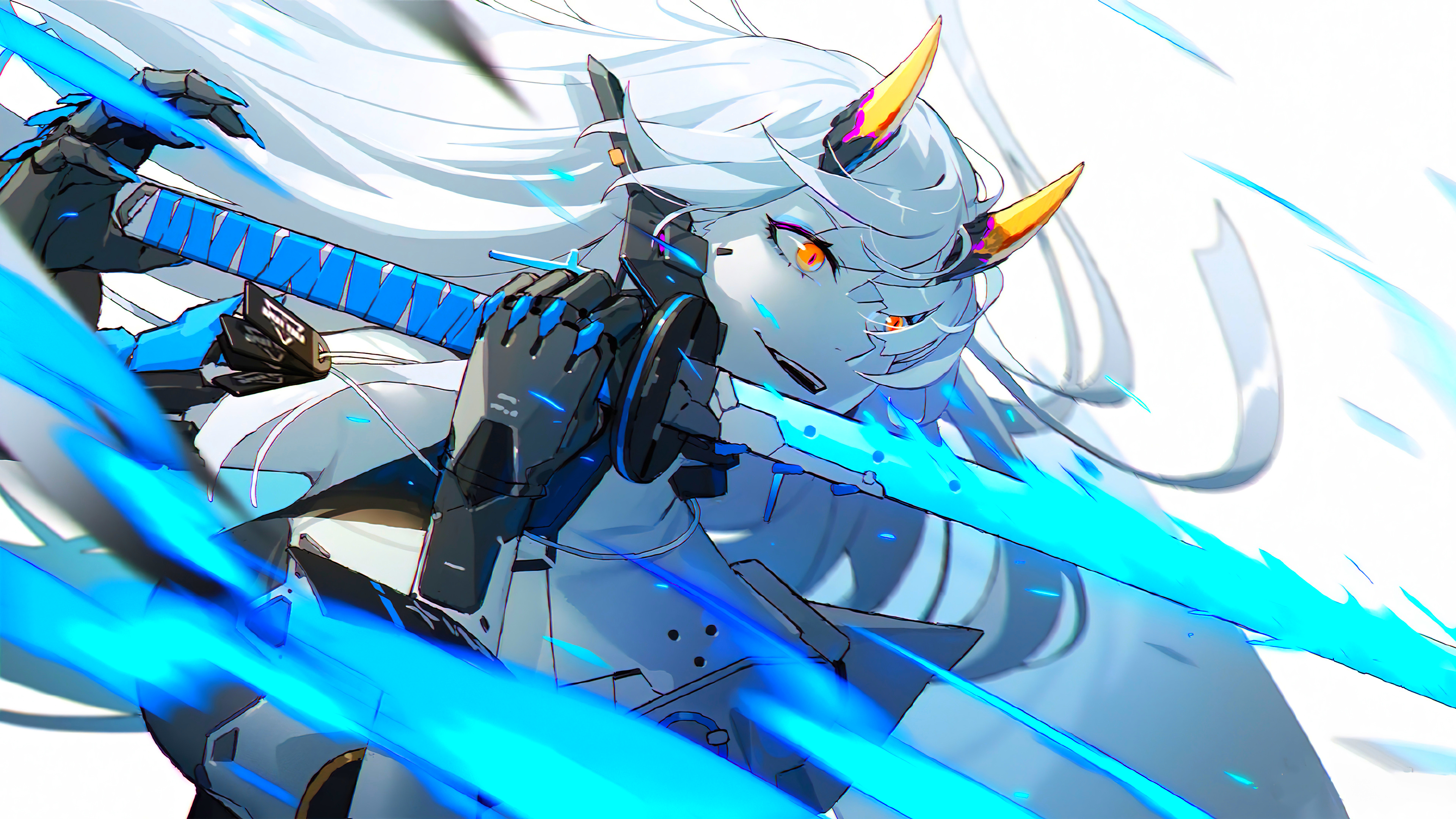 Blue Oni Samurai Anime 4K Wallpaper