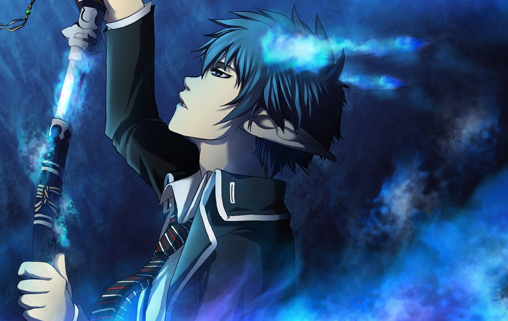 Blue Smoke Anime Sword Boy Wallpaper – free HD wallpaper