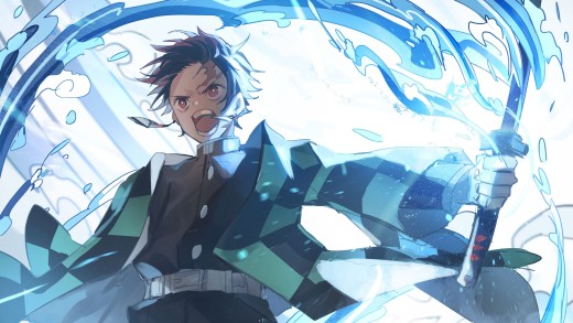 Blue Water Anime Sword 4K Wallpaper