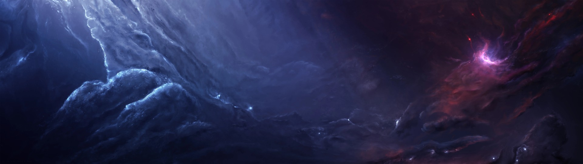 Dark Cosmic Nebula Dual Monitor Wallpaper – free HD wallpaper