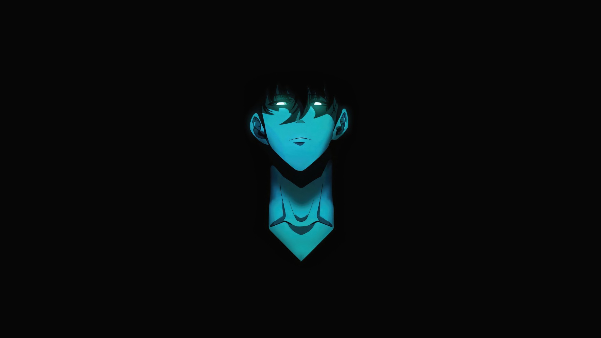 Cyan Minimalist Anime Portrait Wallpaper – free HD wallpaper