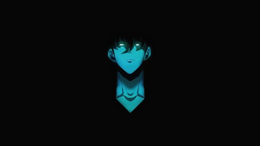 Cyan Minimalist Anime Portrait Wallpaper