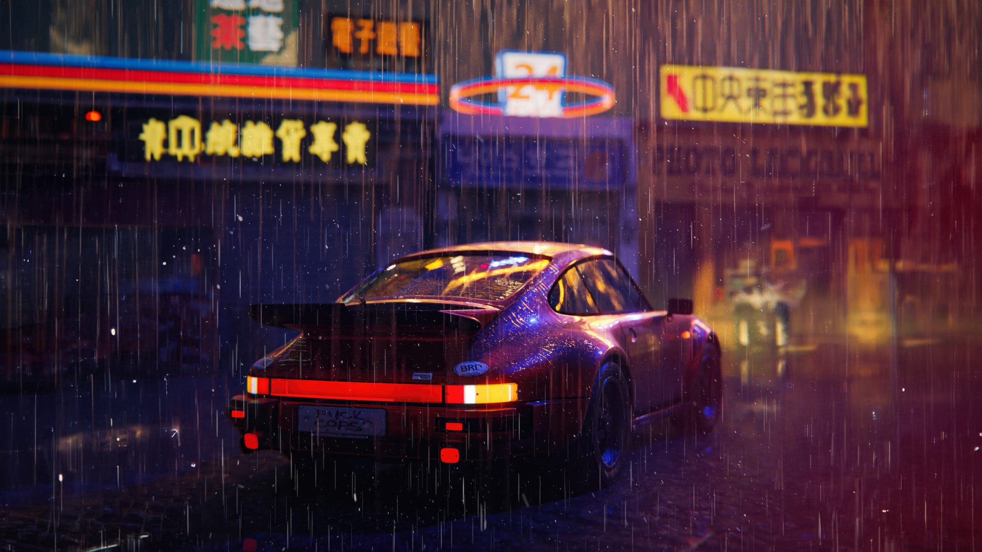 Cyberpunk Rain Car Wallpaper – free HD wallpaper