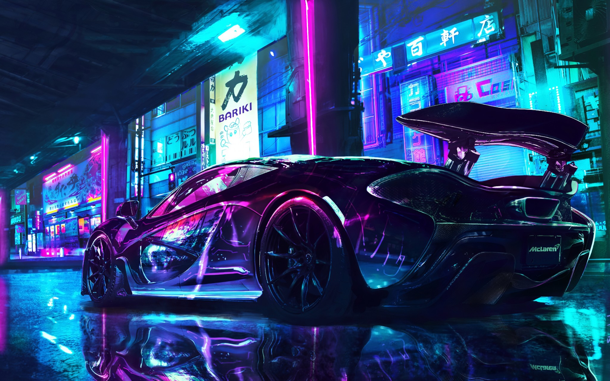 Cyberpunk McLaren Neon Supercar Wallpaper