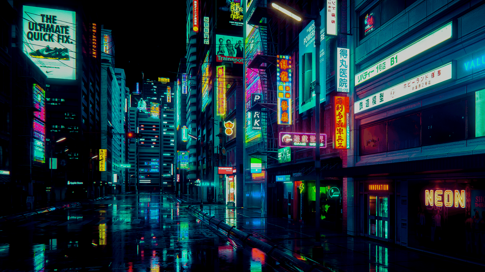 Cyberpunk Neon City Street 4K Wallpaper