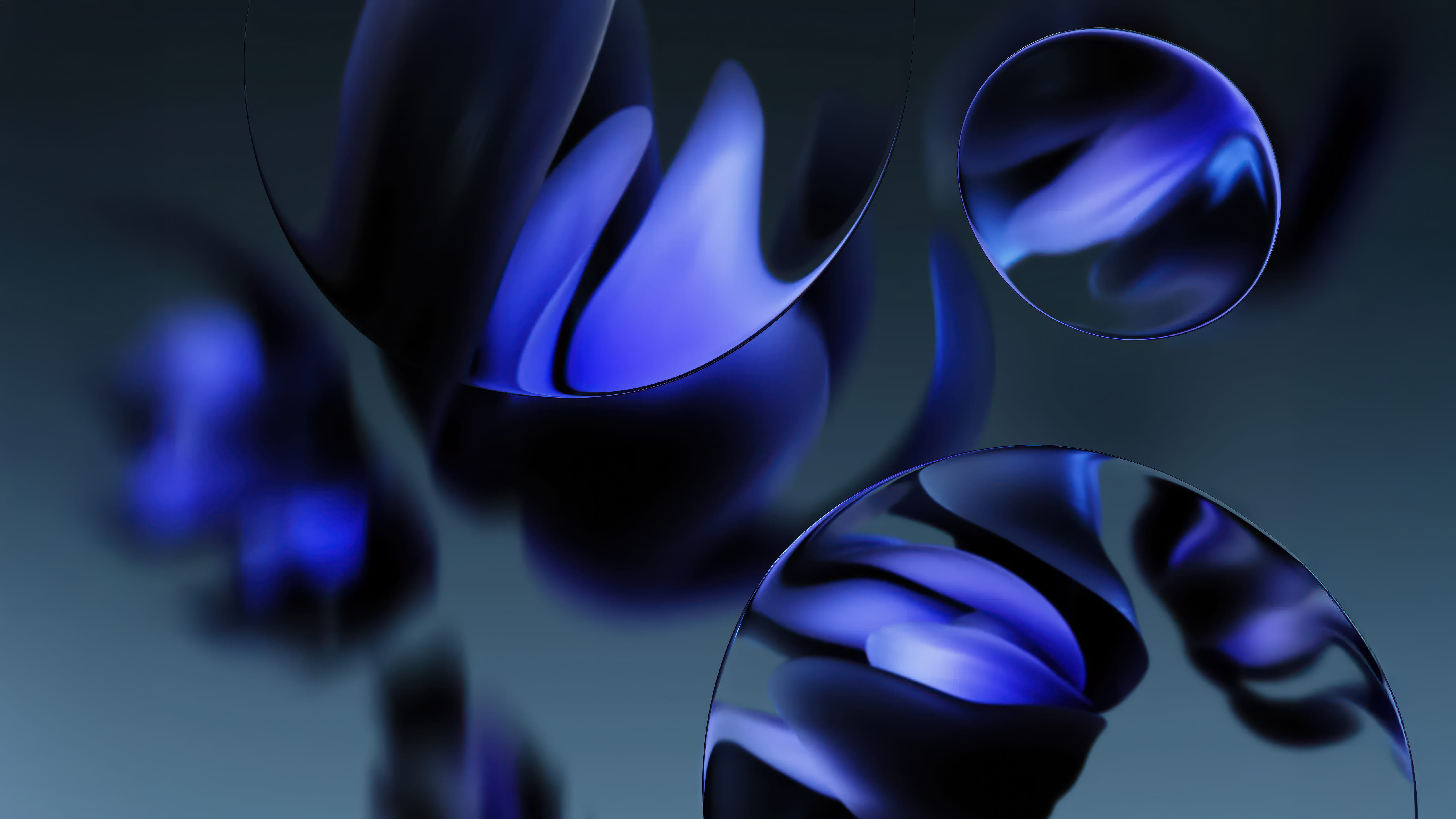 Dark Blue Glass Abstract 5K Wallpaper