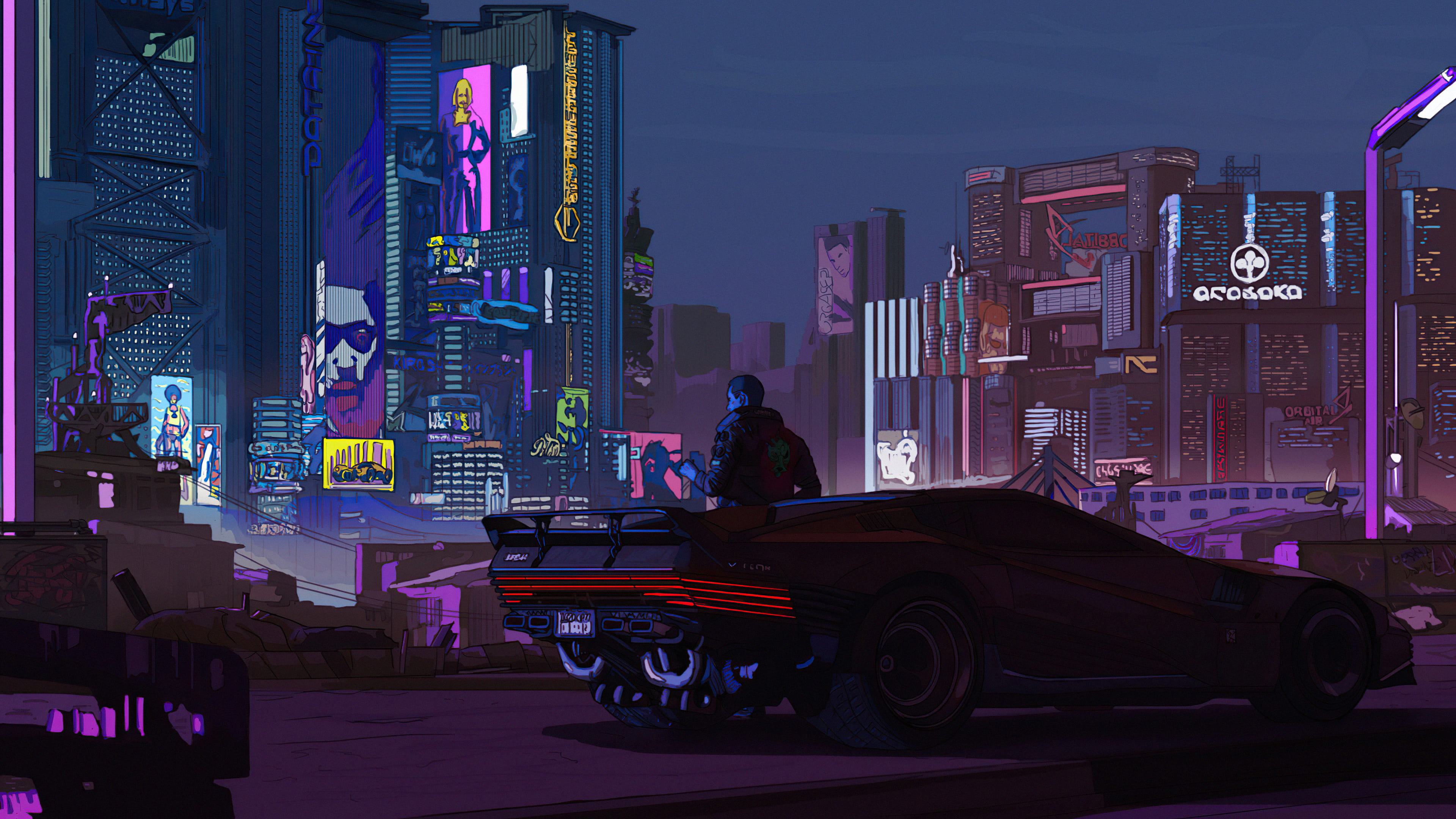 Dark Cyberpunk City Skyline Full HD Wallpaper – free HD wallpaper